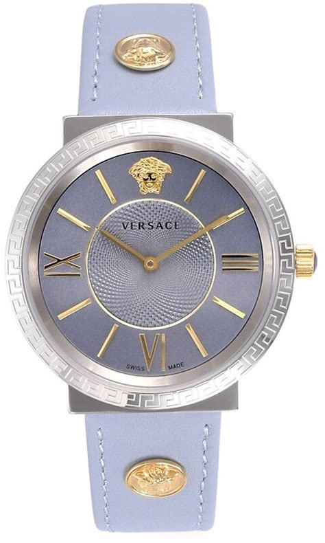 versace stainless steel & leather-strap watch|Men's Designer, Luxury and High.